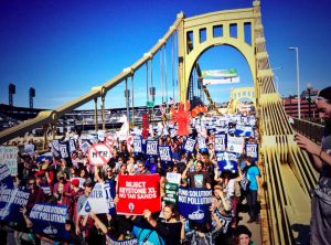 Youth rally for Climate Justice in Pittsburgh, PA after Powershift 2013.   Photo Credit: Ophir Bruck